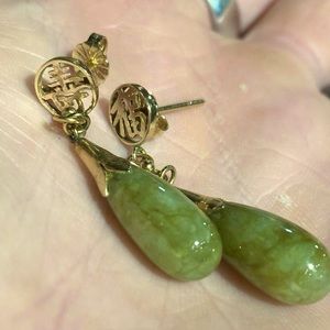 14k jade drop earrings
